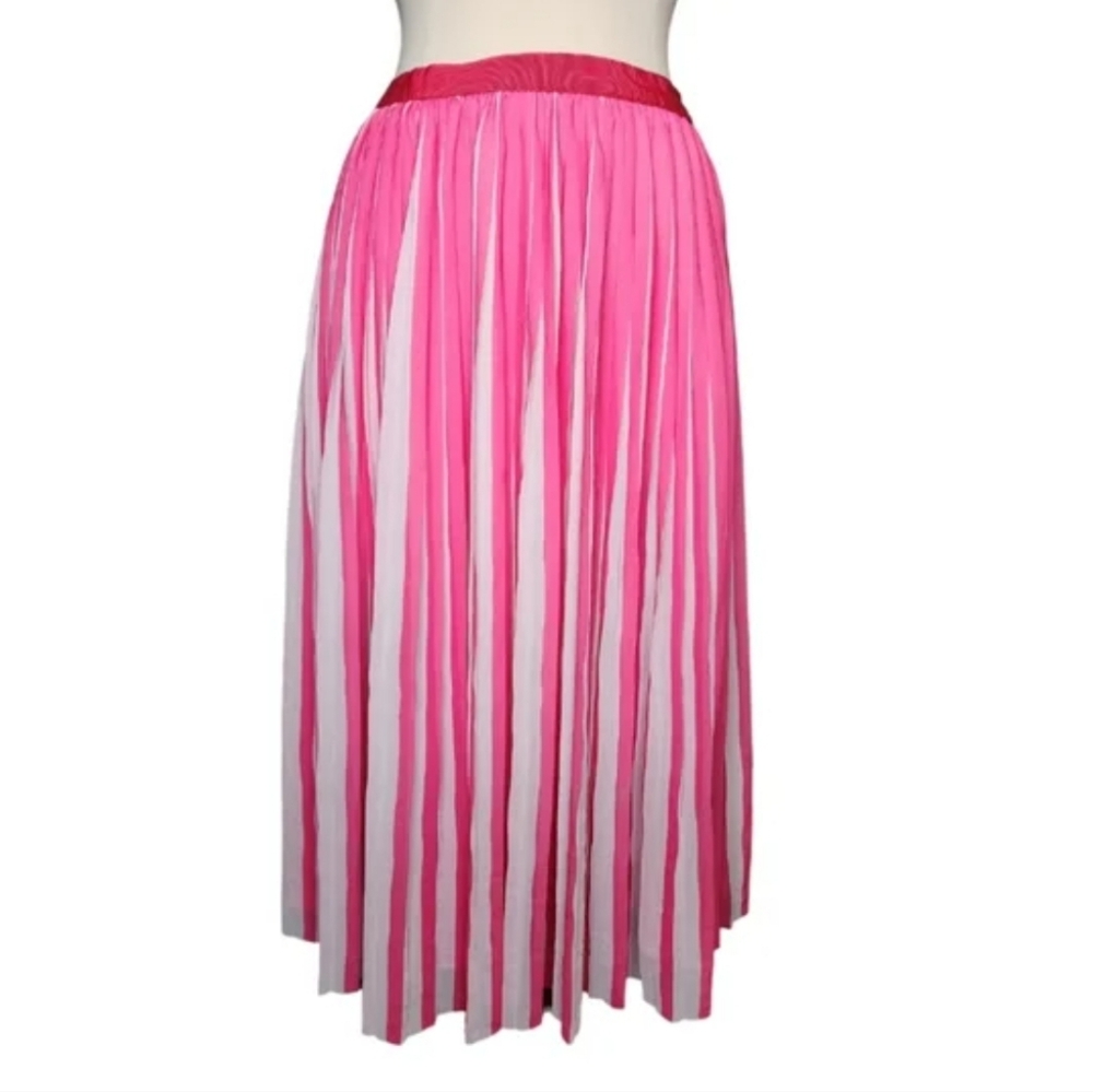 J.Crew Pink and White Pleated Skirt